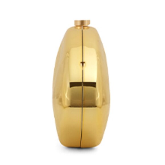 Neiman Marcus Gold Geometric Acrylic Clutch with Removable Chain